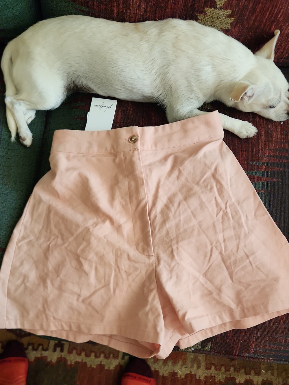 NEW -60% COTTON/40%LINEN 'Girl and the Sun' HighWaist, light Coral, Size M